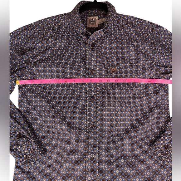 Cinch Western Boys Blue and Brown Button Down Long Sleeve Size Large 12 - Picture 6 of 6
